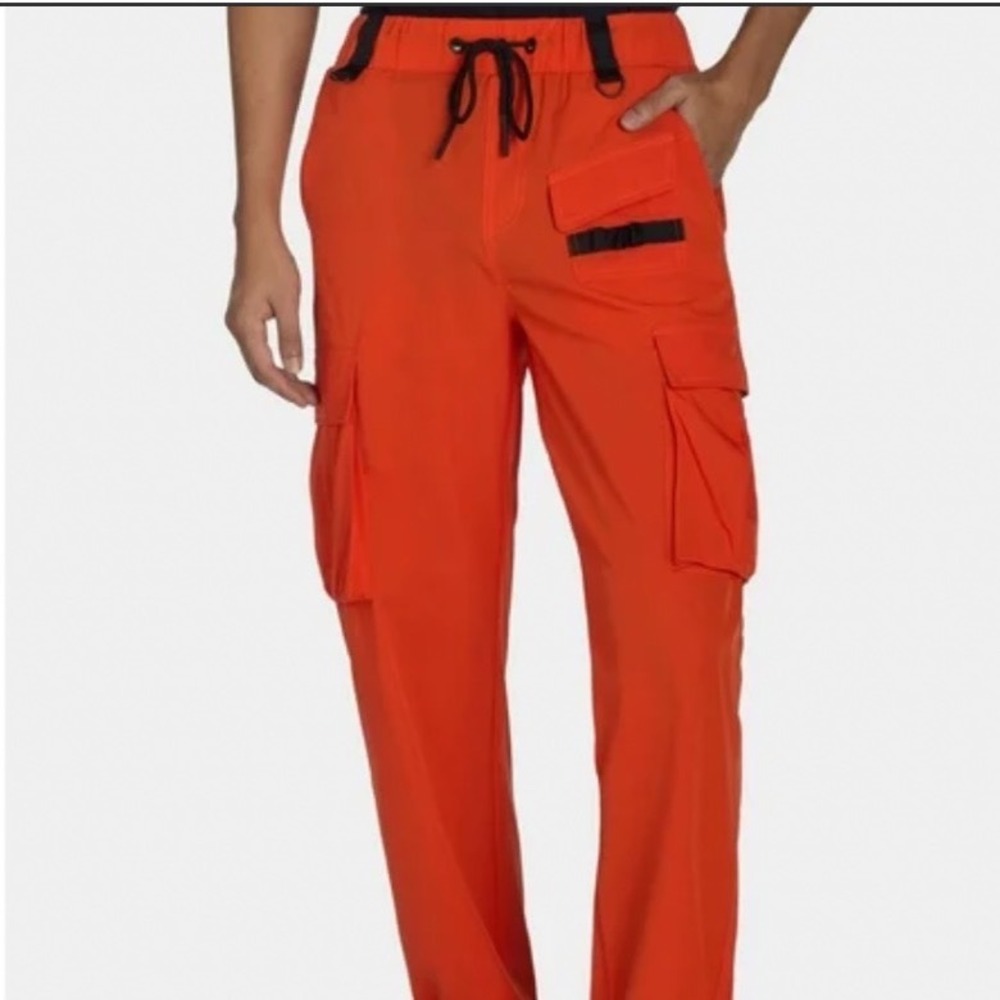 American Stitch Mens Utility Jogger Orange Cargo Pants Large NEW